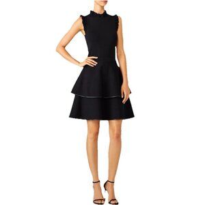 Parker Ryker Dress Women’s Small Black Ruffle Tiered Knit Sleeveless Fit & Flare